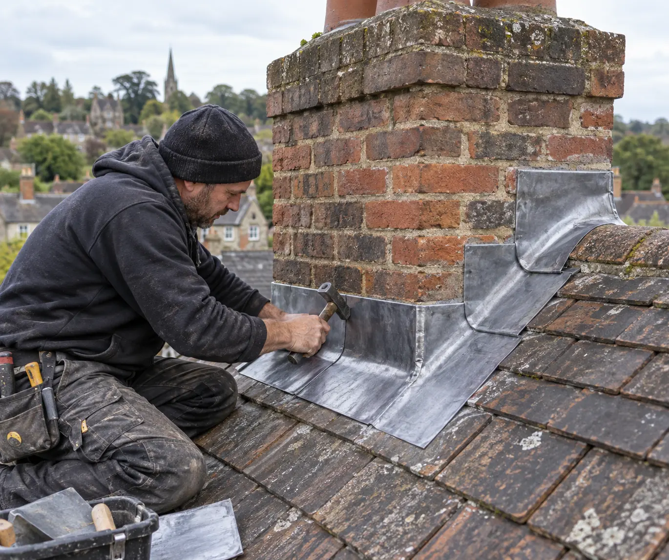 Chimney Flashing Repairs carried out by a roofing contractor